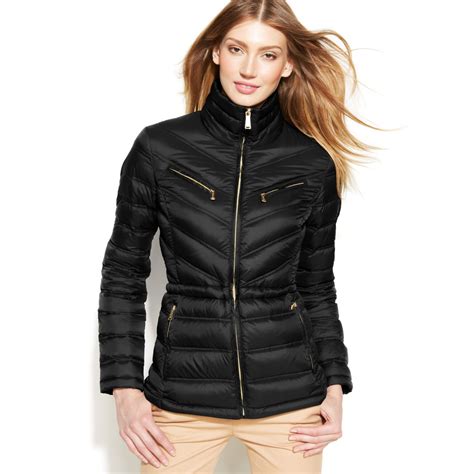 michael kors black boyfriend jacket|Michael Kors black puffer coat.